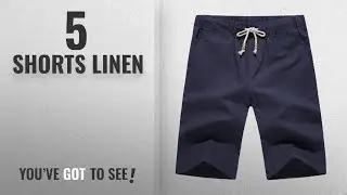 Top 10 Shorts Linen [2018]: LILBETTER Mens Drawstring Pocket Elastic Linen Casual Cargo Shorts