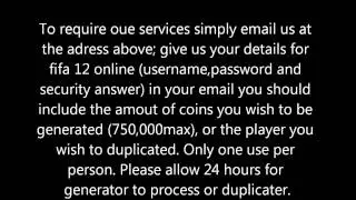 Fifa 12 FUT - Coin generator & Duplicator
