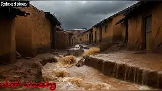 Rainstorm Walk in the Village Life | ASMR Rain Sounds | relaxed sleep