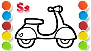 How to draw a scooter for children ll Easy scooter drawing with colour ll Gadi ka drawing