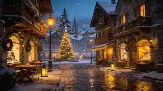 ❄️Alpine Christmas Village 🎄 Snowy Christmas Market Ambience | Relaxing Holiday Jazz & Festive Sound