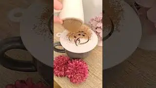 Wreath of Flowers, Coffee Stencil Art. #coffee #coffeeart #stencil #flower #flowers #latteart #cake