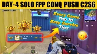 DAY-4 Solo fpp rank push Conqueror | Solo fpp conqueror tips | How to survive top 10 Solo fpp |