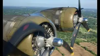 (HD) Flying on a Boeing B-17 Bomber, Nose Gunner/Bombardier View Takeoff, Flight and Landing