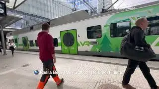 The Busy Pasila Bole train station in Helsinki Finland