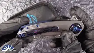 Skiff Made Blades Fugitive, Damasteel Fafnir Pattern Blade, Milled Titanium Scales, #100