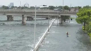Idalia storm surge floods downtown Tampa shore