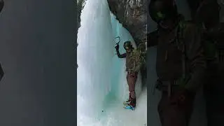 Ice climbing behind waterfall!