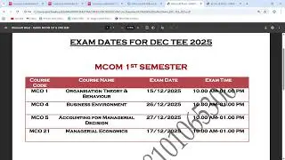 IGNOU : MCOM : DATESHEET 1ST & 2ND SEM - DEC TEE 2025