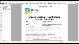 Recording of Dorset Council's Informal Strategic Planning Committee on 27 May 2021