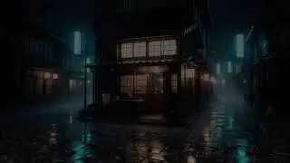 Cozy Rain Sounds at a Quiet Night Caf&eacute; ☕🌧️ | Blue Neon Street Ambience ASMR