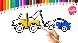 🖍️🚗 Tow Truck Towing a Sports Car | Easy Drawing and Coloring for Kids