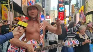 No Kings protest in New York City with The Naked Cowboy 2025