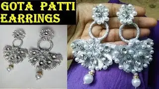 Gota patti earrings || How To Make Designer Gota Earrings At Home - AH Tube