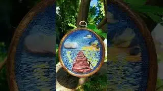 #landscapeembroidery #threadart #embroideryfinished #handmadegift #wallart #textilart #giftforher