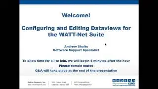 Configuring and Editing Dataviews for the WATT-Net&trade; Suite by Radian Research