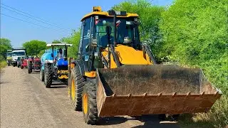 Jcb 3dx Xpert Loading Mud Trolley New Holland 3630 John deere Swaraj Tractor TATATippers Thar truck