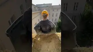 Worker slides from 4th Floor  😳 #contruction #extreme #stunts