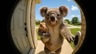 Koala TOTO and Chipmunk Ring the Doorbell Together 🐨🐿️🔔#Koala #ChipmunkFriend #DoorbellMoment