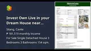 Invest Own Live in your Dream House near Tagaytay FREE Bank Financing Assistance at MetroGate Silang