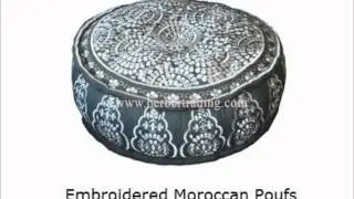 Comfortable Moroccan Leather Poufs And Cushions By BerberTrading