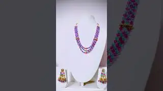 sky blue and pink crystal jewellery sets.