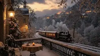 Through Winter on a Steam Train &mdash; Snow-Covered Gothic Castle & Melancholic Piano | Dark Academia