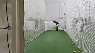 Cricket flick shot training on ball machine 