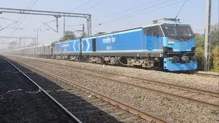 power full wag 12B locomotive goods train crossing 