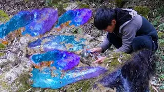 The whole process of finding crystal gemstones in the mountains is really decompression
