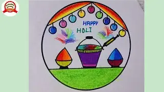 Happy Holi Special Drawing / Happy Holi Beginners Drawing / Holi Festival Drawing Easy Steps / Holi