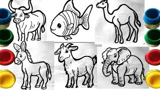 Animal drawing for kids । How to draw 6 Animal drawing for beginners ।#drawing 