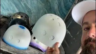 Pintura nos capacetes do Rafael e do Nando com fogo e água 🧠 ( comprei seu pelo Link na descrição)