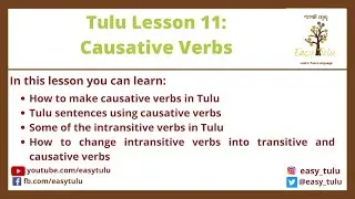 Tulu Lesson 11: Causative Verbs