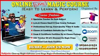 ONLINE LIVE MAGIC COURSE I 9836041952 I VIRTUAL MAGIC CLASS I LIVE MAGIC TUTOR I BEST MAGIC TEACHER
