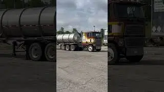 Vintage Ford 9000 Cabover Semi Hooked Up To a Tanker Trailer.