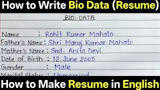 Resume kaise likha jata hain? How to write resume in english? Bio Data format in english. SK TEACH 