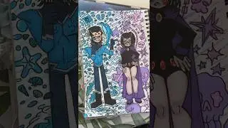 Fanart of Raven & Aqualad from Teen Titans Go! 💙🐬💜🕸️ #fanart #fyp #teentitansgo #raven #aqualad
