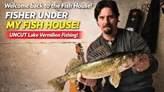 Uncut Ice Fishing! Fisher came for a visit under the icehouse! Lake Vermilion.