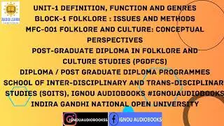 Unit-1 Definition, Function and Genres Block-1 MFC 1 PGDFCS SOITS #ignou #ignouuniversity #folklore