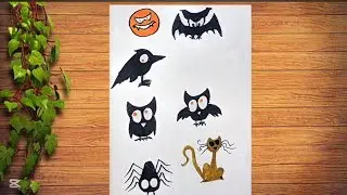 Kids drawing| easy drawing| pumpkin| crow| owl| flying owl| bat| flying bat| spider| cat| differents