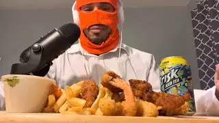 #ASMR MUCKBANG EATING BUTTERFLY SHRIMP 🍤 CHICKEN 🍗 STRIPS & FRIES 🍟 #ASMR
