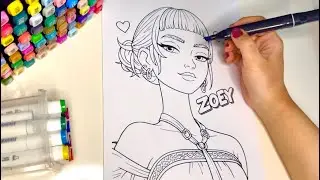 How to Color Zoey from K-Pop Hunters 🎨Relaxing ASMR Coloring  