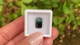 Turmalina Bicolor Azul Baguete Retangular 3,02ct
