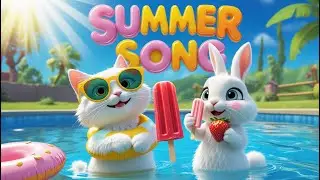 Cat swimming song | Kids song | Bunny hop | Cute bunny #swimming #cat #summer #kidssongs #red #blue