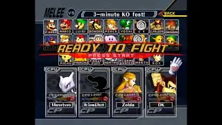 Super Smash Bros. Melee - Battle #84: Mewtwo vs Mr. Game & Watch vs Zelda/Sheik vs Donkey Kong