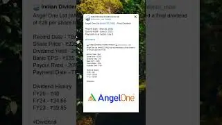 Angel One Ltd has fixed Record Date for Final Dividend of FY25. #BreakingNews #StockMarket #Dividend