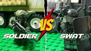 (Lego Stop-motion test part 27) a soldier Vs a swat member