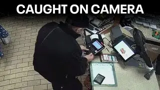 Man caught on camera placing skimmer device on card reader