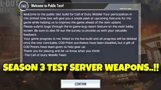 SEASON 3 TEST SERVER WEAPONS ..!! CODM SEASON 3 2022 TEST SERVER | CODM S3 BETA
